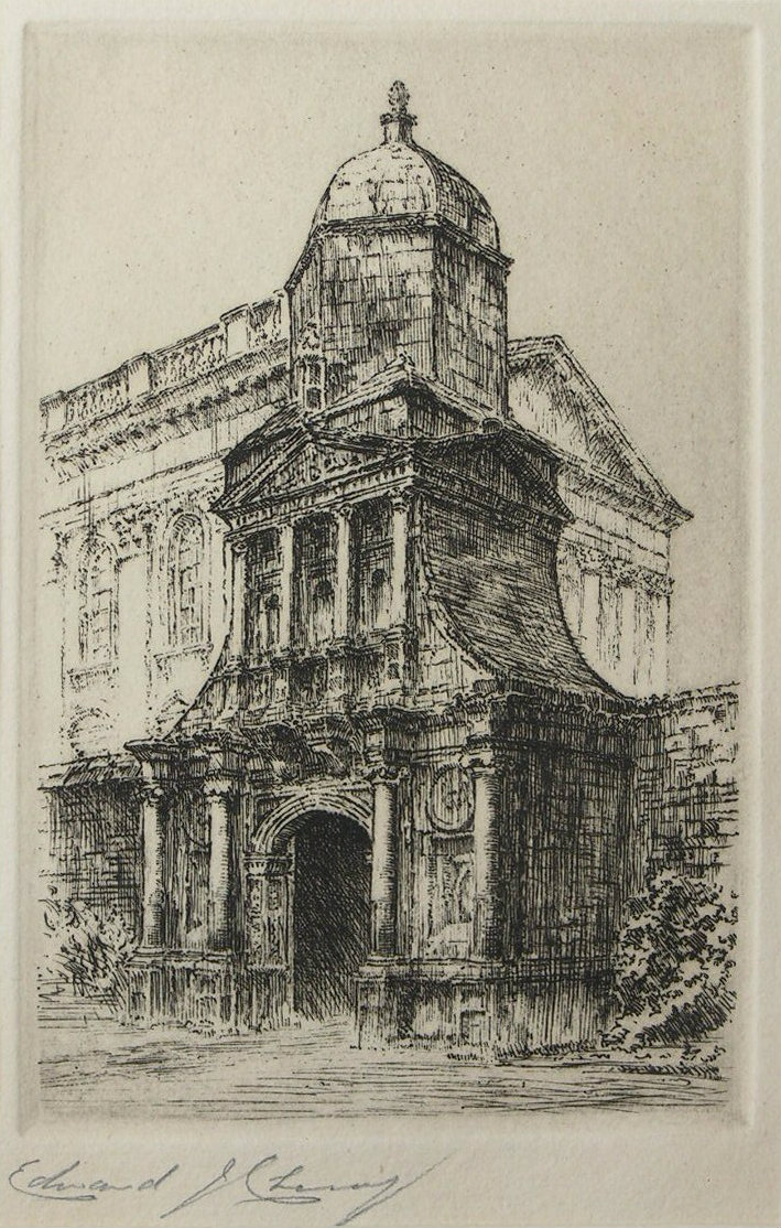 Etching - (Gate of Honour, Gonville and Caius College, Cambridge) - Cherry